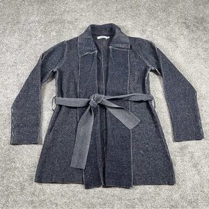 MM.LaFleur Ribbed Open-Front Cardigan in Charcoal and White